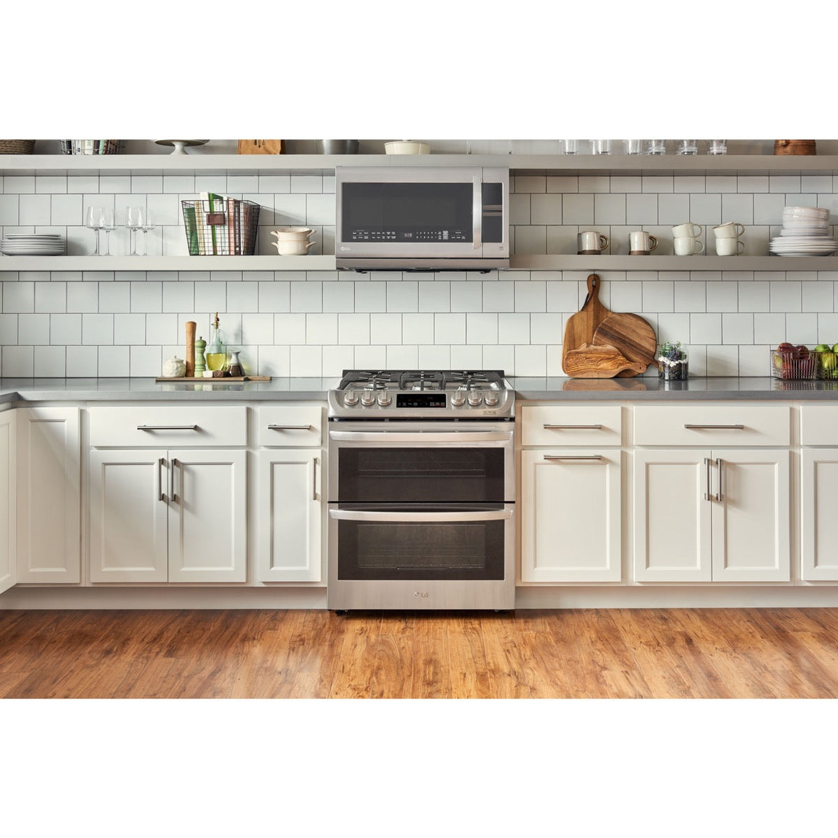 LG 30 in. Gas SlideIn Range with Double Oven and ProBake (LTG4715ST) Rustic Kitchen & Bath