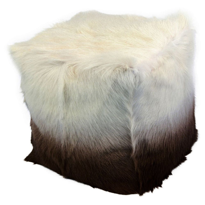 Moe's 16 in. Lamb Fur Pouf with Cappuccino Ombre Design