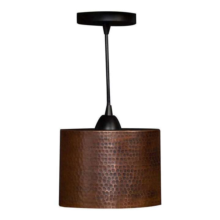 Premier Copper 8 in. Hammered Copper Oval Cylinder Pendant Light (L800DB)
