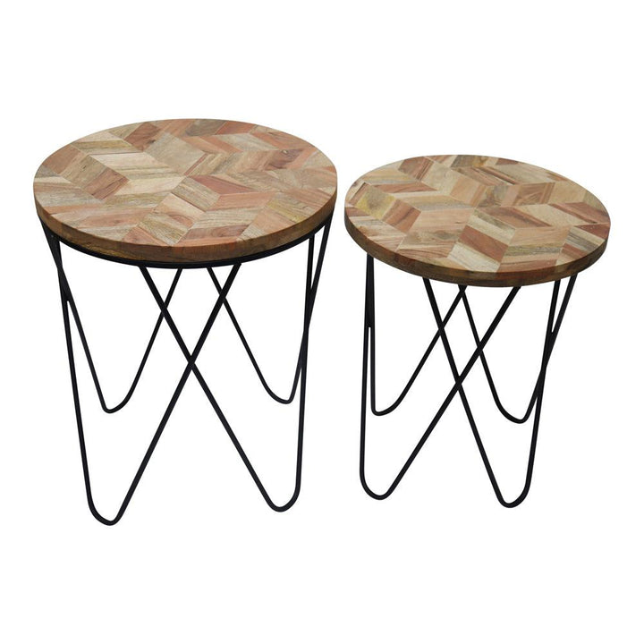 Sagebrook Home Set of 2 Metal and Wood 19/21 in. Side Tables