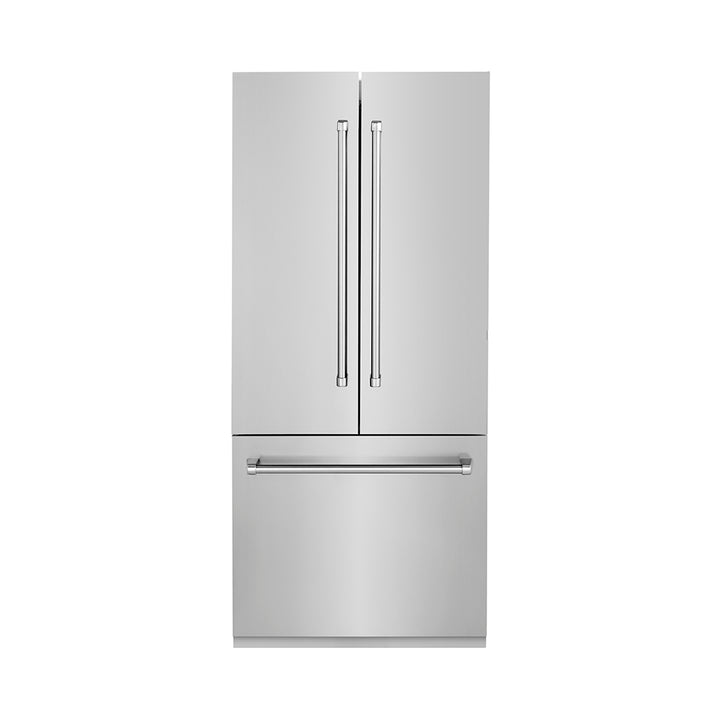 ZLINE 36 in. 19.6 cu. ft. French Door Built-In Bottom Freezer Refrigerator with Water Dispenser and Ice Maker in Stainless Steel (RBIV-304-36)