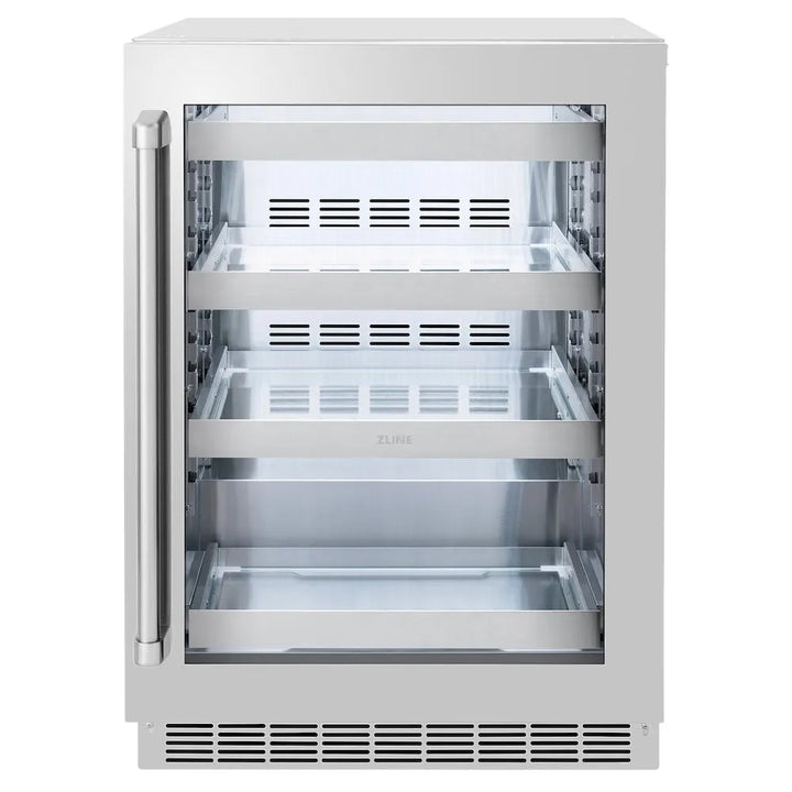 ZLINE 24 in. Touchstone 151 Can Beverage Fridge with Stainless Steel Glass Door (RBSO-GS-24)