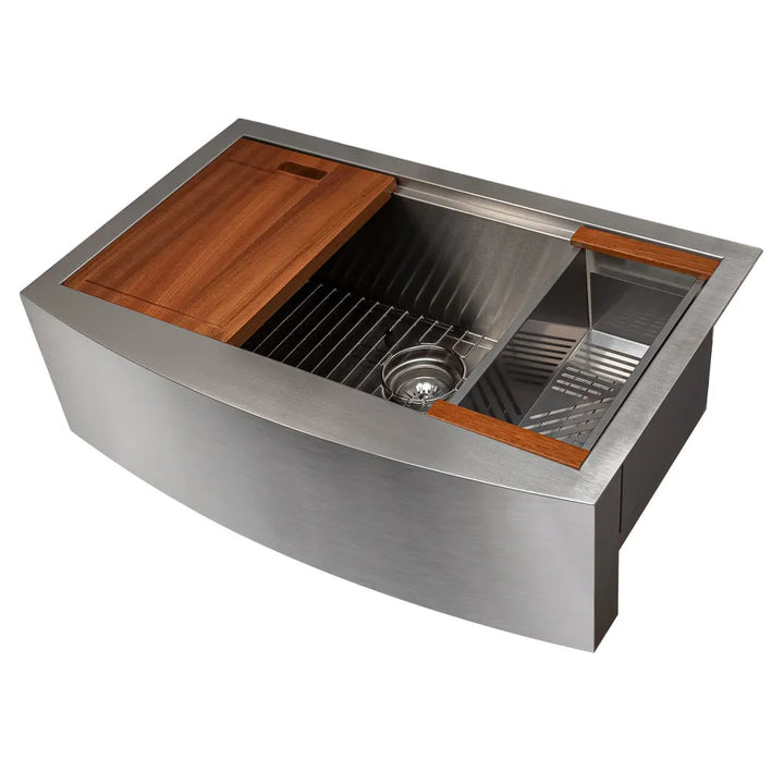ZLINE 33 in. Moritz Farmhouse Apron Mount Single Bowl Kitchen Sink with Bottom Grid and Accessories with Color Options (SLSAP-33)