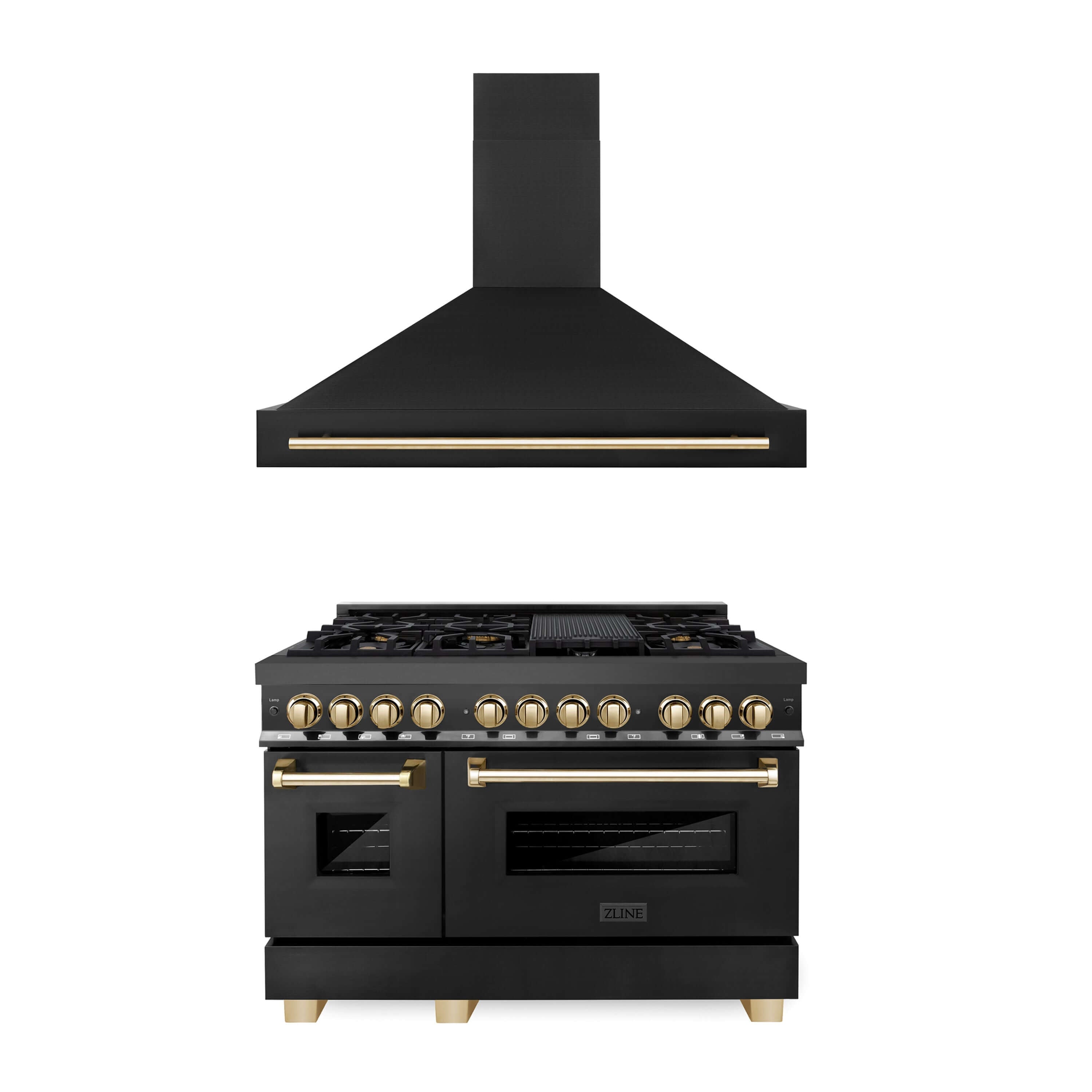 ZLINE 48" Autograph Edition Black Stainless Range and Hood - Gold ...