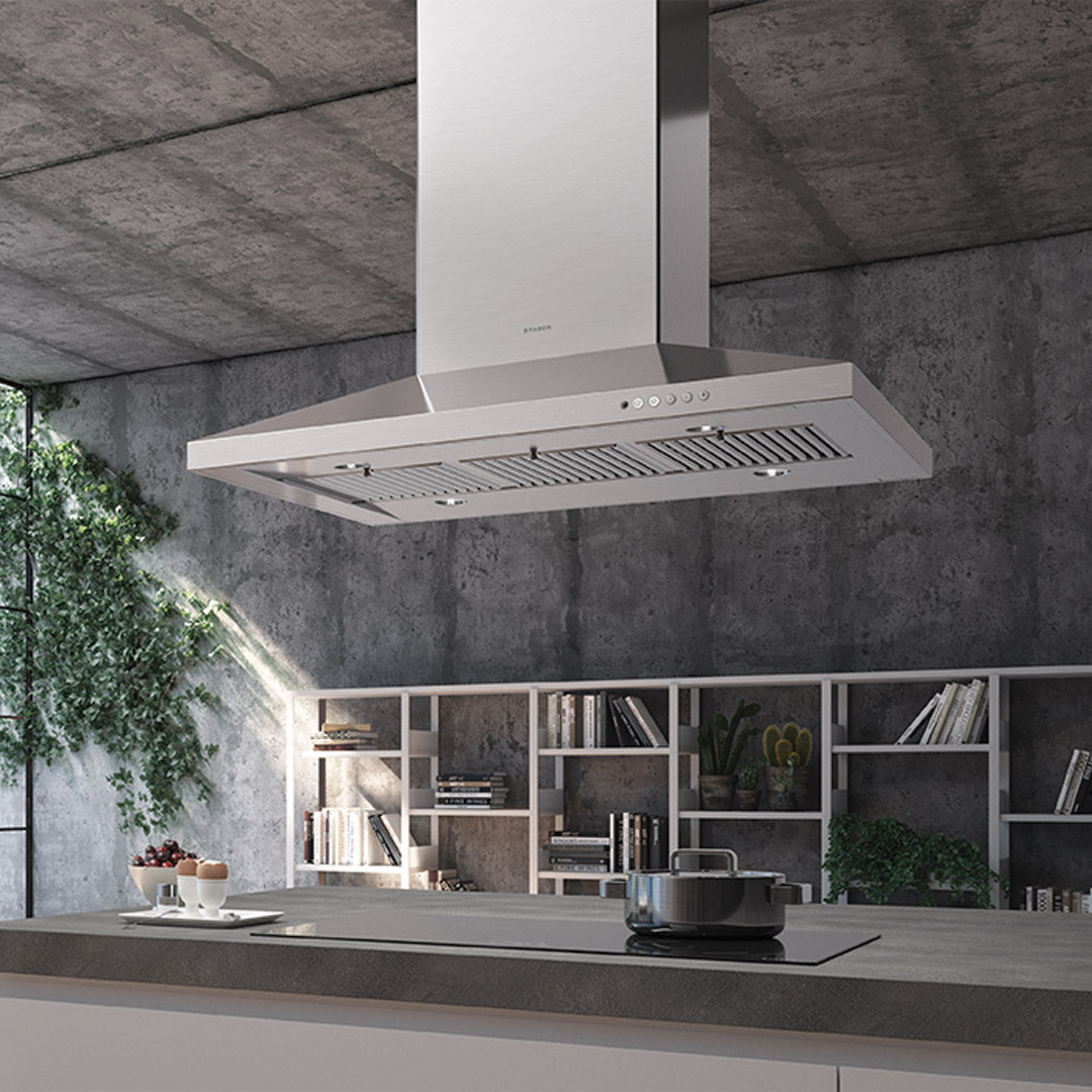Faber Dama Isola Island Mount Range Hood With Sizing Options In Stainl