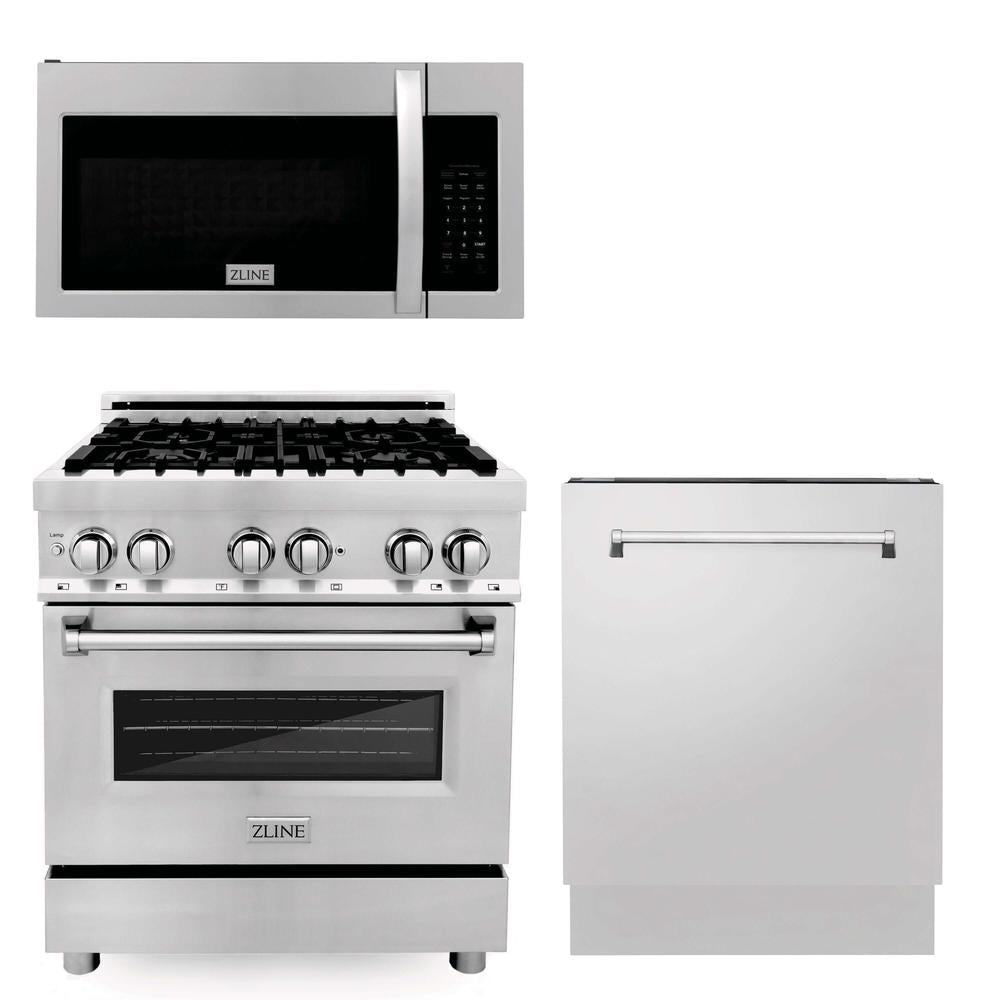 ZLINE 30 in. Package Range, Over the Range Microwave, and Dishwasher
