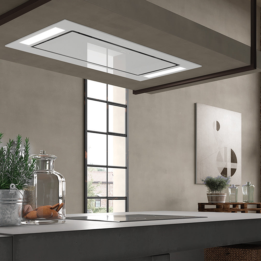 Faber Stratus Isola White Glass Island Mount Range Hood With Size Opti