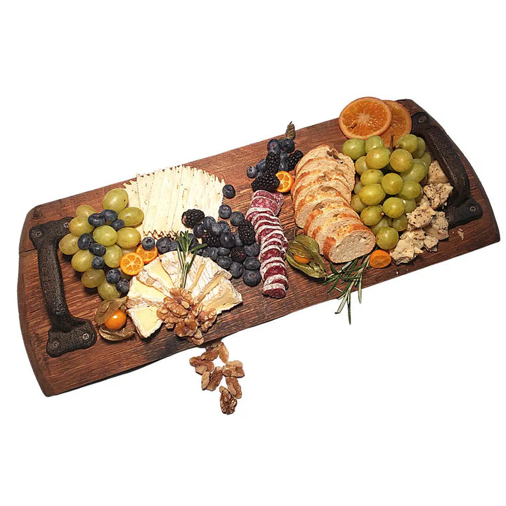 Whiskey and Wine Design Bourbon Head Cheese Serving Tray with Cast Iron Handles
