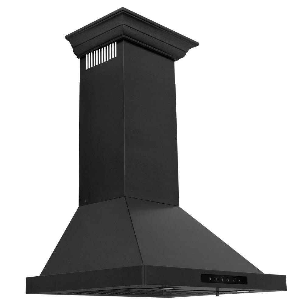 ZLINE Wall Mount Range Hood Black Stainless with Crown Molding (BSKBNCRN)